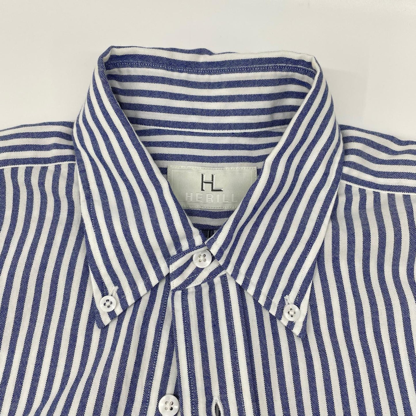 HERILL Blue Stripe Long Sleeve Cotton Shirt Size 0