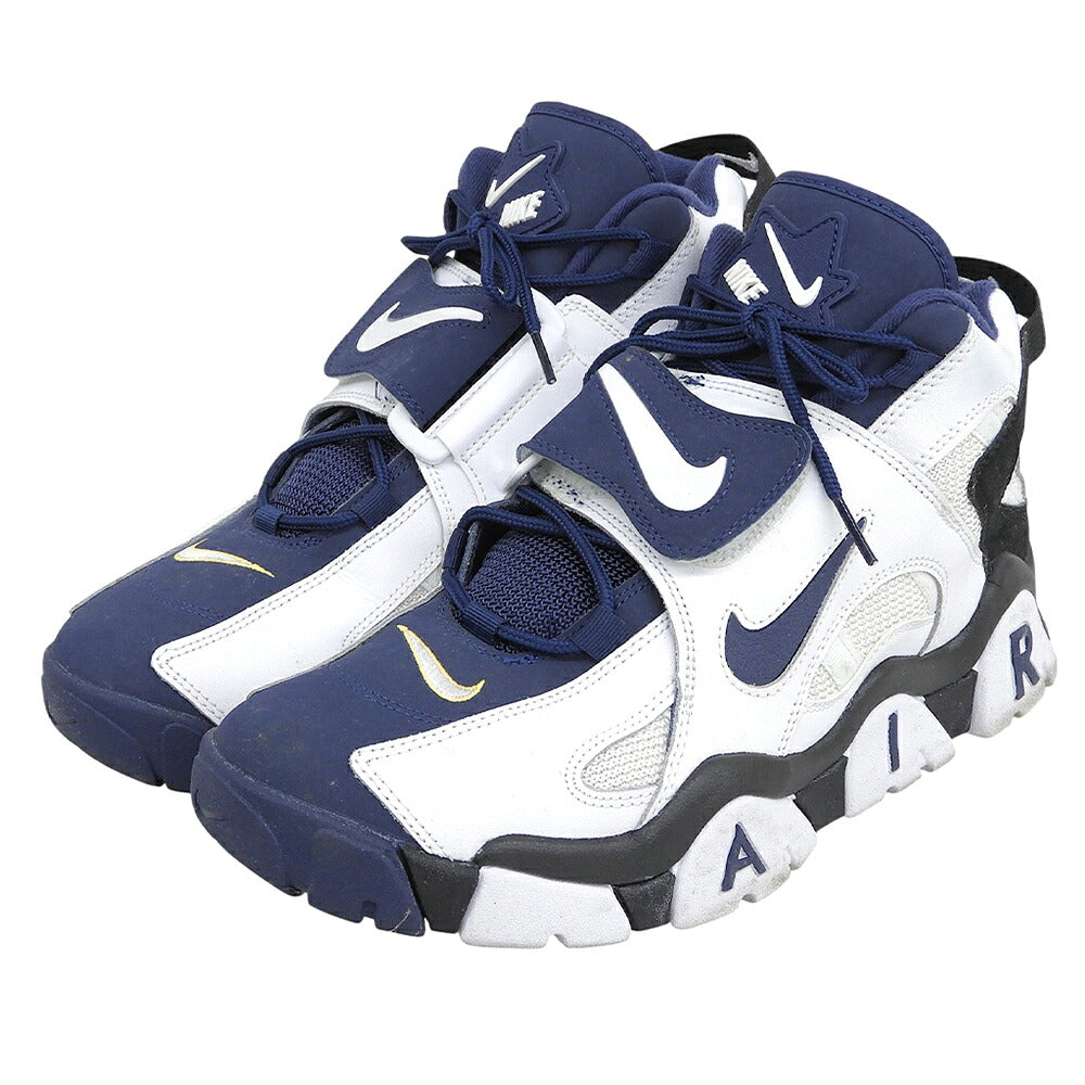 NIKE Air Barrage Mid Leather Navy Black Sneakers Size 10.5(US)