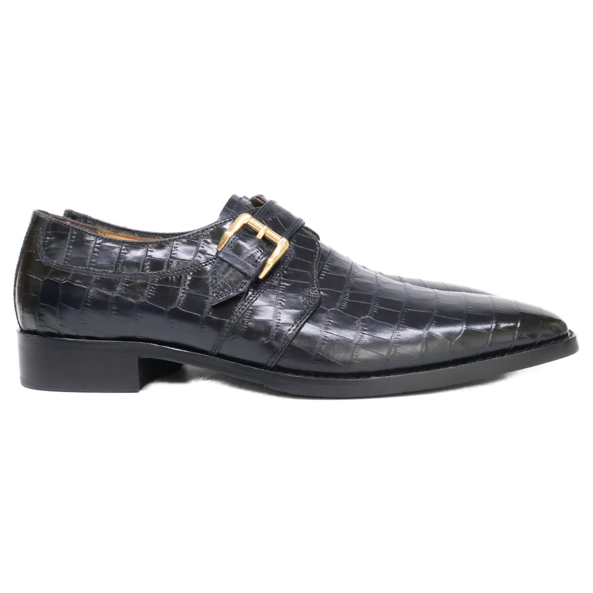 MADRAS DM5026 Embossed Leather Monk Shoes Navy Sneakers Size 27.5EEE