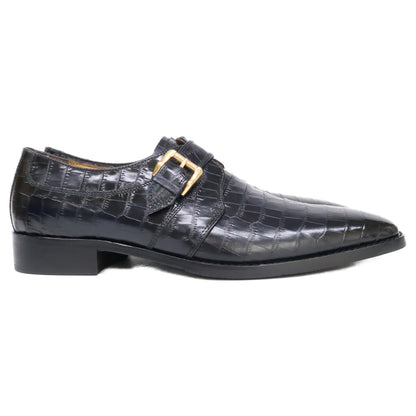 MADRAS DM5026 Embossed Leather Monk Shoes Navy Sneakers Size 27.5EEE