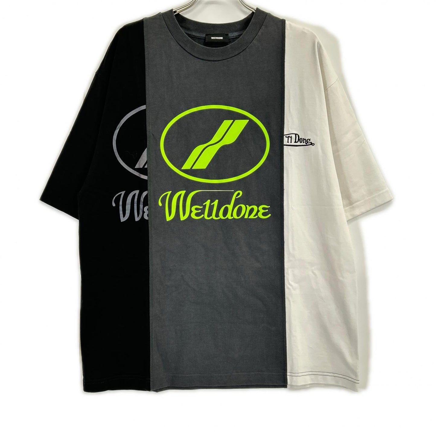WE11DONE WD-TP7-20-100 Black/White Cotton T-Shirt Size T
