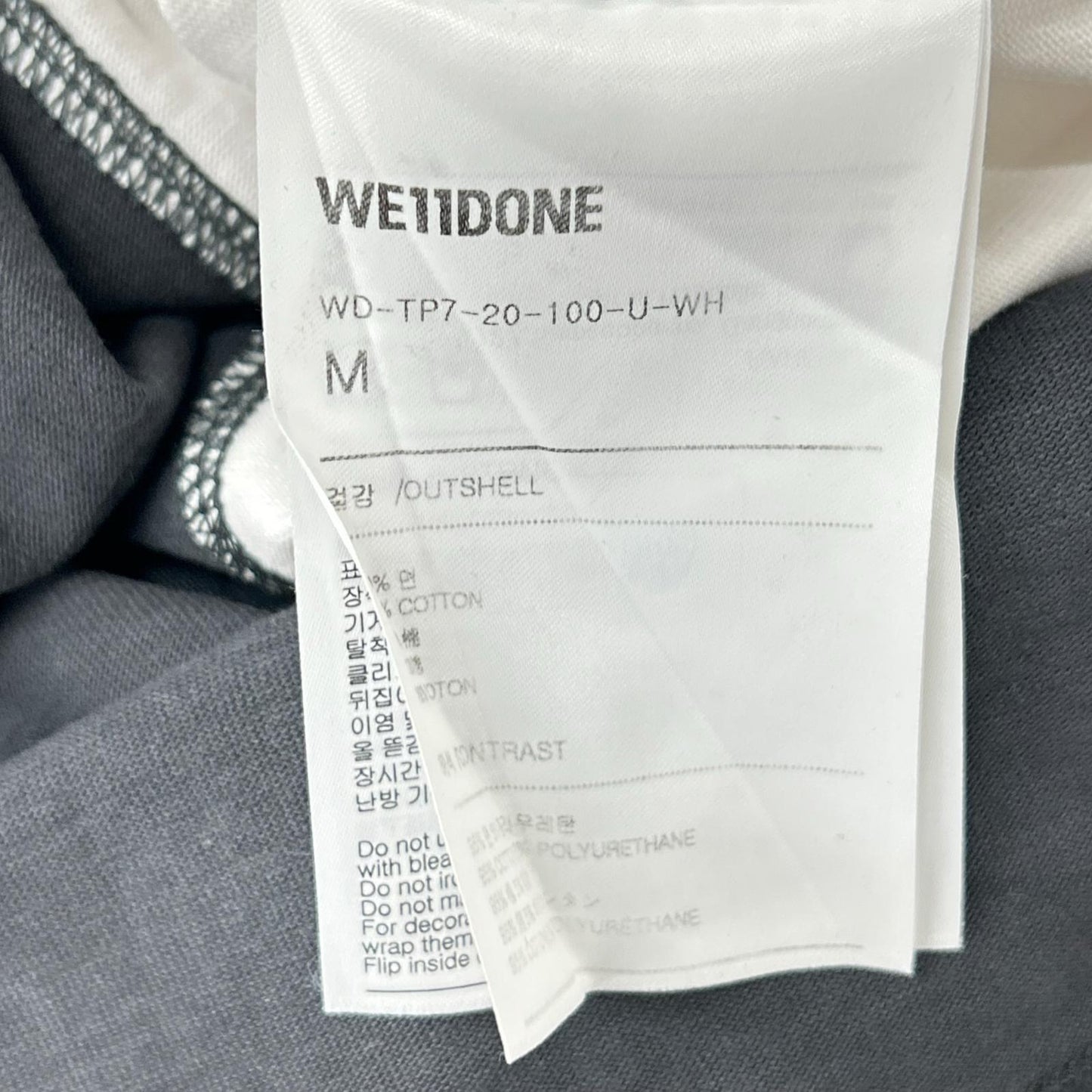WE11DONE WD-TP7-20-100 Black/White Cotton T-Shirt Size T