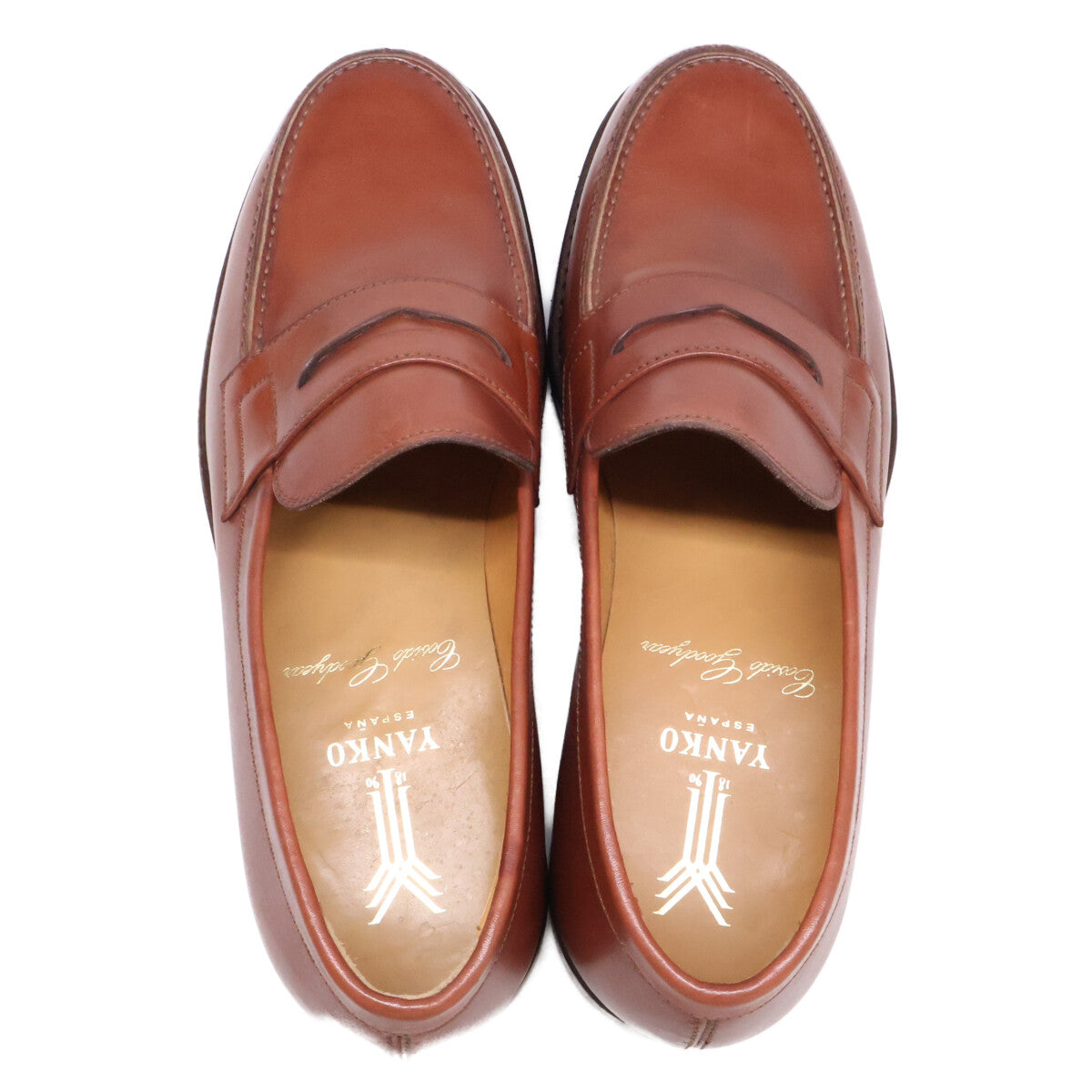 YANKO 28782 Leather Penny Loafers Brown Size 5