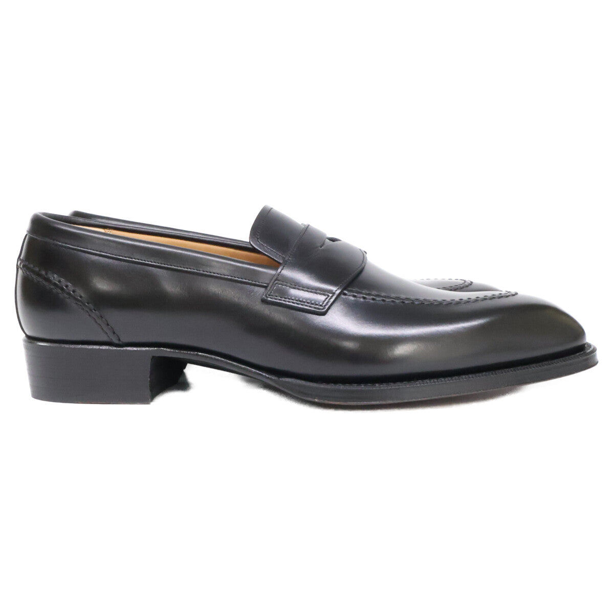 SHETLAND FOX 081F Leather Penny Loafers Black Size 6
