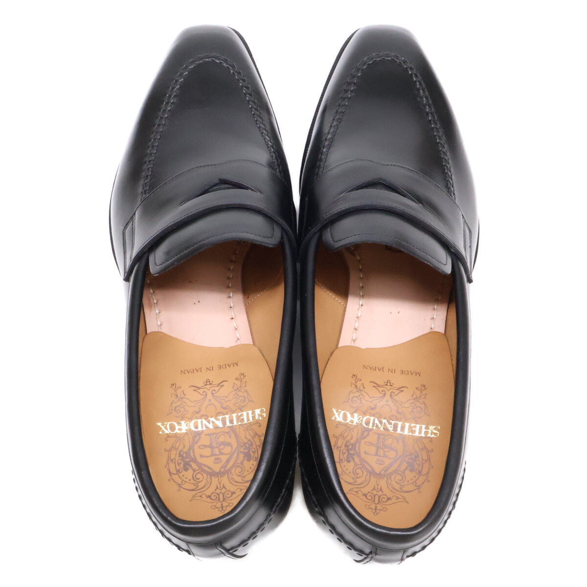 SHETLAND FOX 081F Leather Penny Loafers Black Size 6