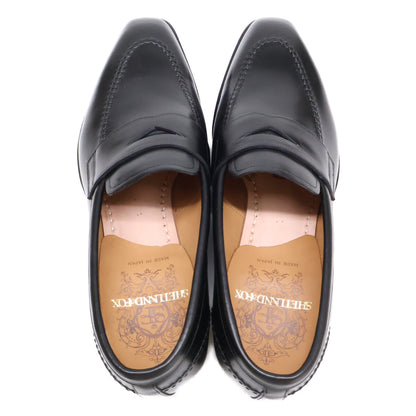 SHETLAND FOX 081F Leather Penny Loafers Black Size 6