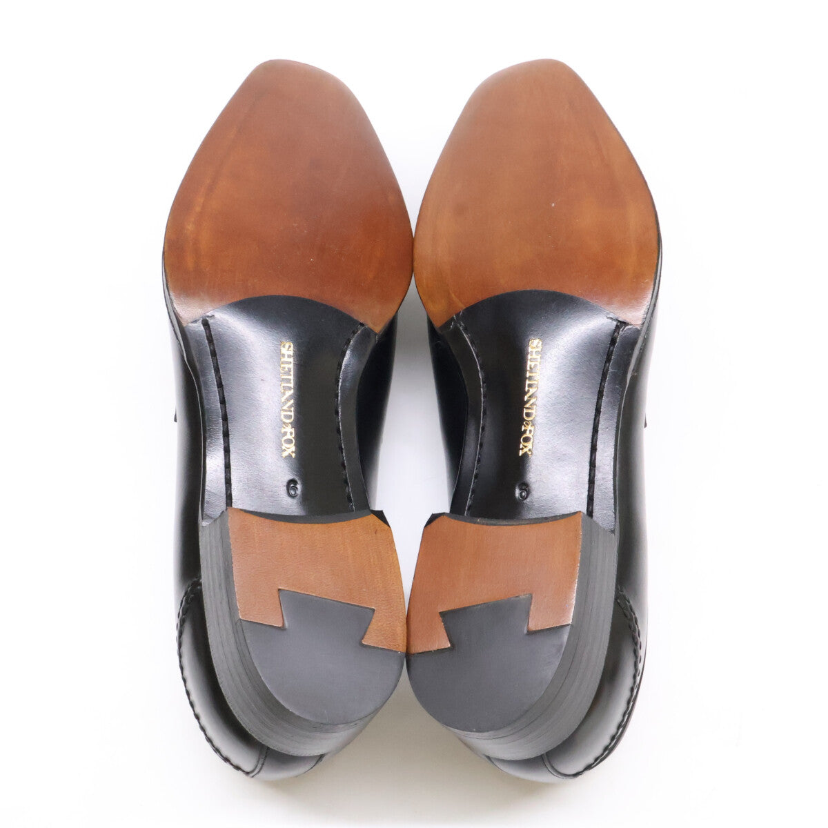 SHETLAND FOX 081F Leather Penny Loafers Black Size 6