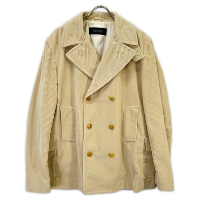 GUCCI Ivory Corduroy Double-breasted Half Coat Size L