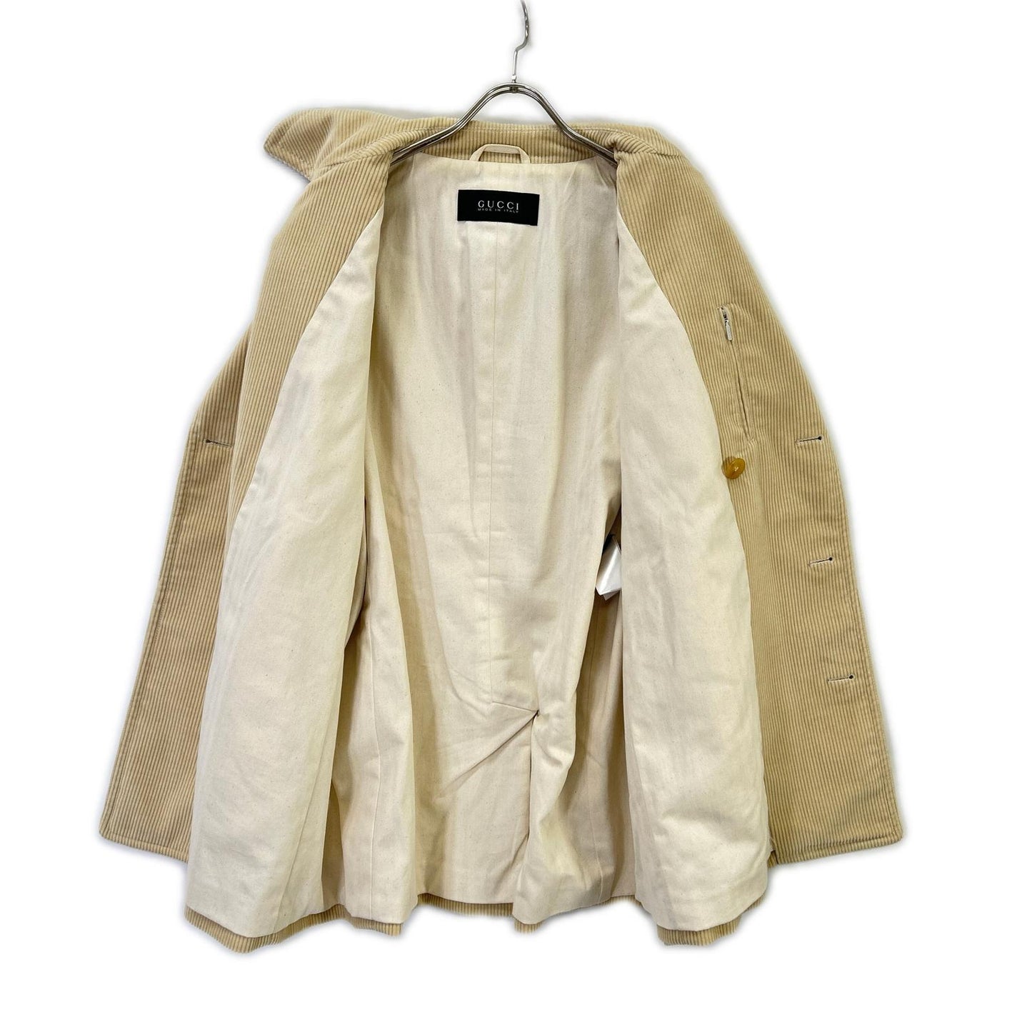 GUCCI Ivory Corduroy Double-breasted Half Coat Size L