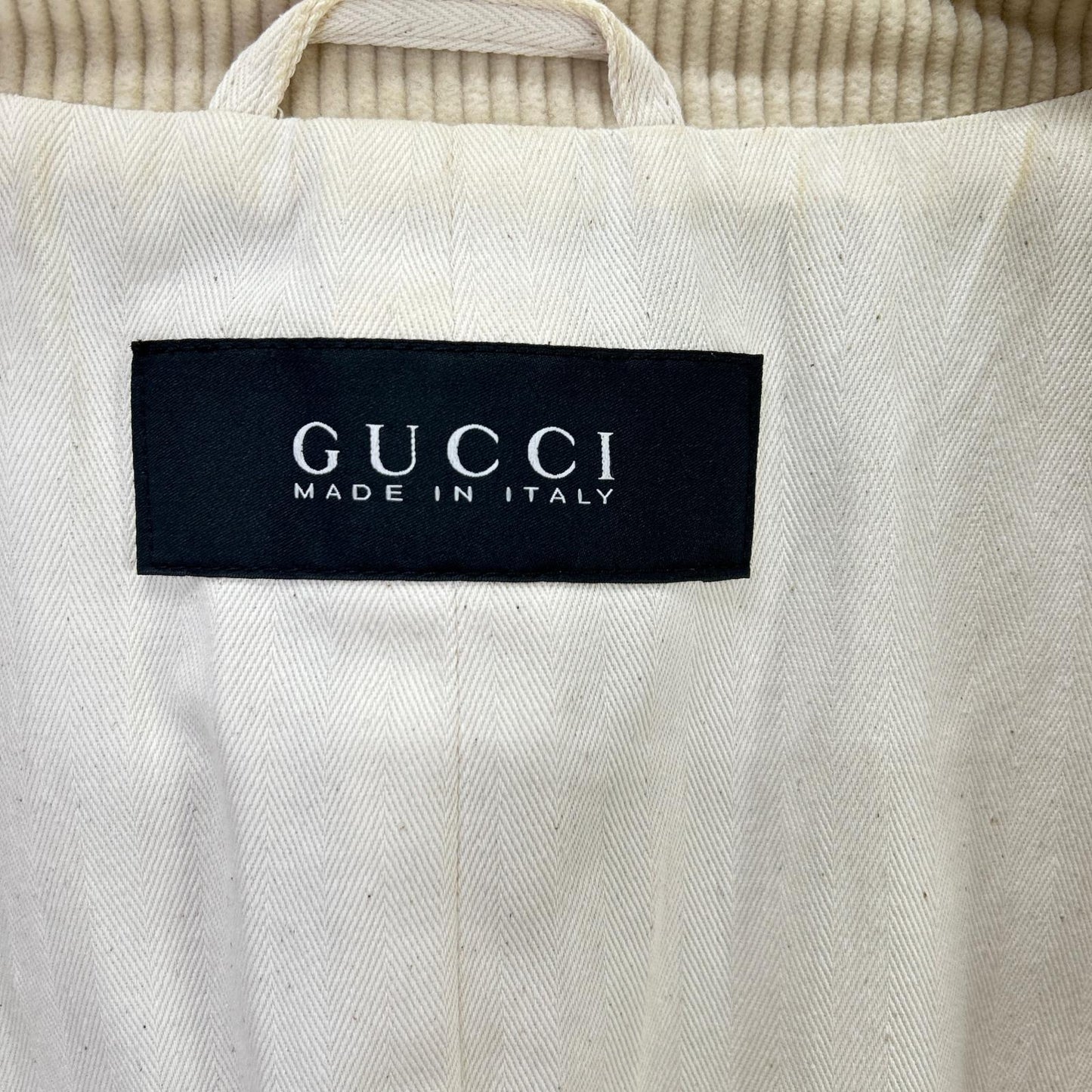 GUCCI Ivory Corduroy Double-breasted Half Coat Size L