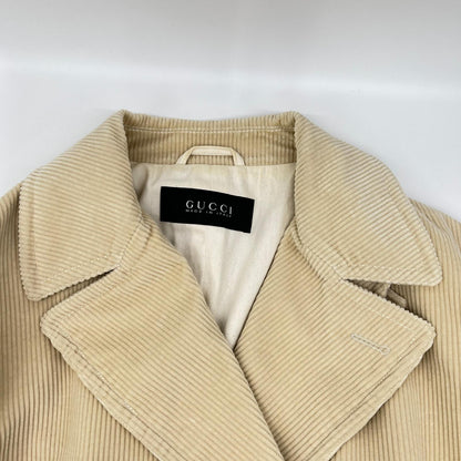 GUCCI Ivory Corduroy Double-breasted Half Coat Size L