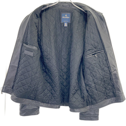 BrooksBrothers Black Leather Zip-up Jacket Size L