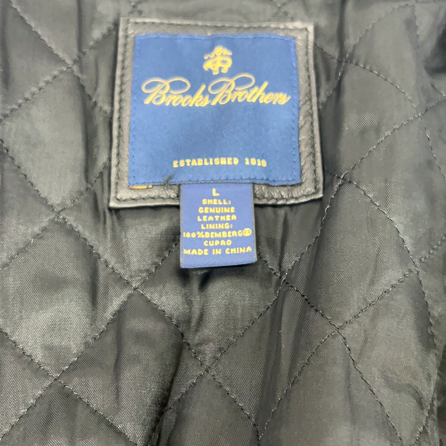 BrooksBrothers Black Leather Zip-up Jacket Size L