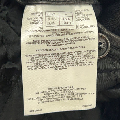 BrooksBrothers Black Leather Zip-up Jacket Size L