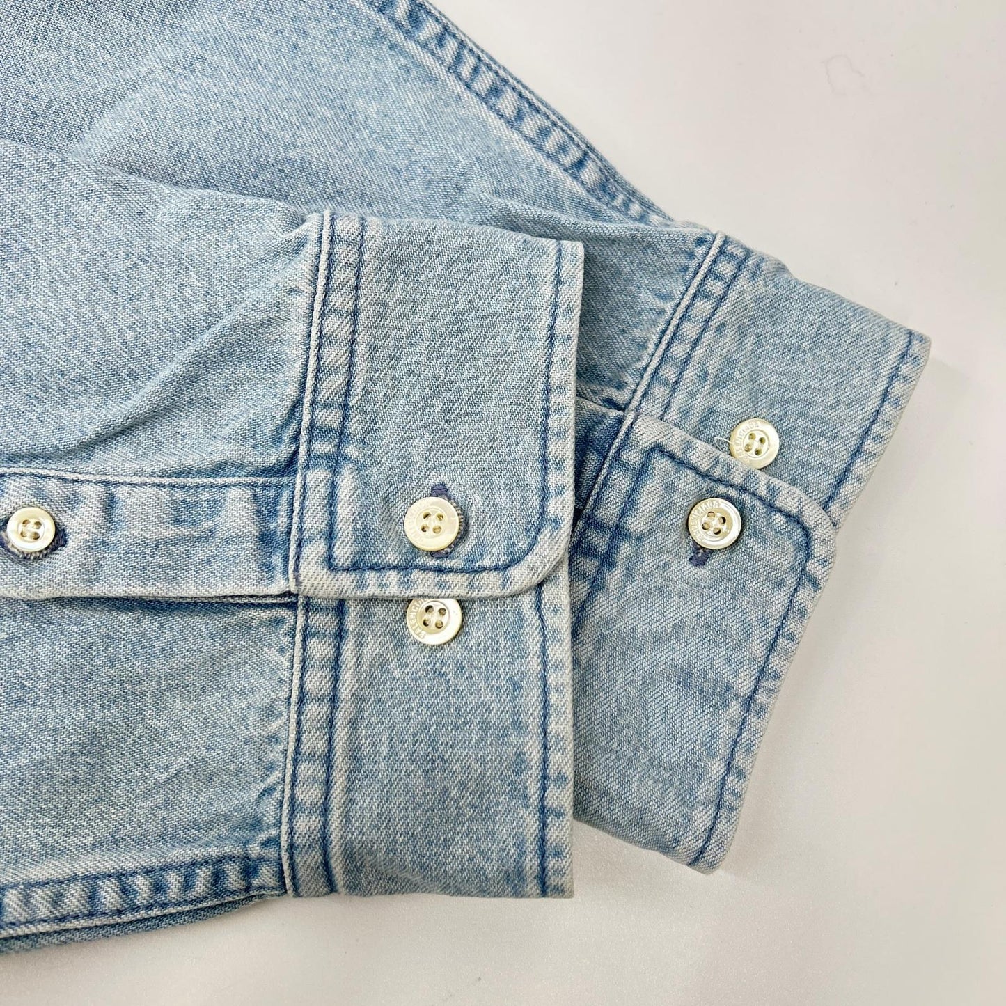 BALENCIAGA 18SS Light Blue Back Logo Denim Shirt