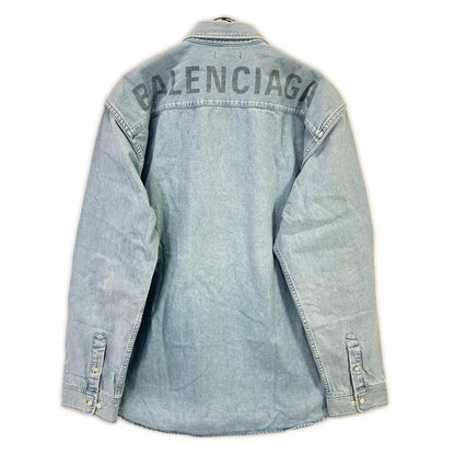 BALENCIAGA 18SS Light Blue Back Logo Denim Shirt