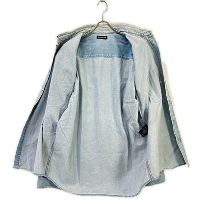 BALENCIAGA 18SS Light Blue Back Logo Denim Shirt