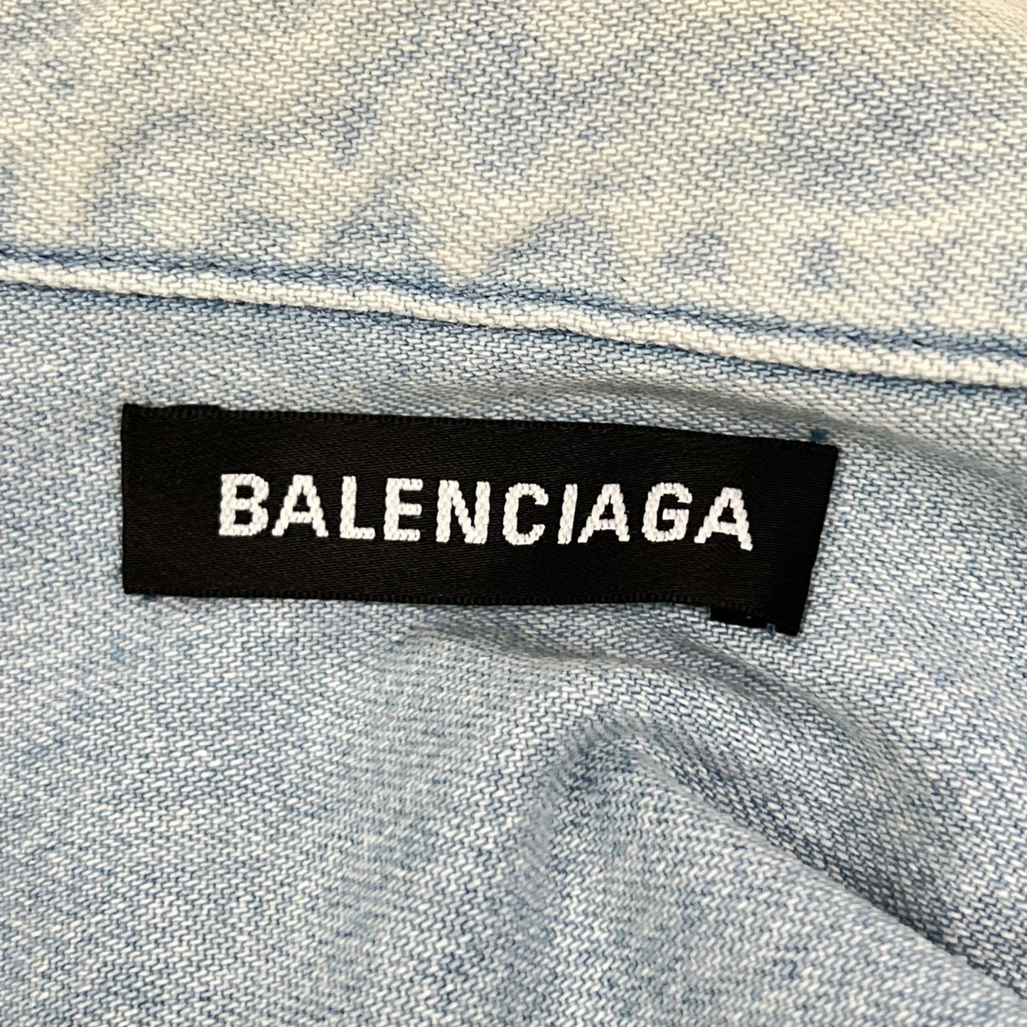 BALENCIAGA 18SS Light Blue Back Logo Denim Shirt