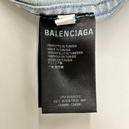 BALENCIAGA 18SS Light Blue Back Logo Denim Shirt
