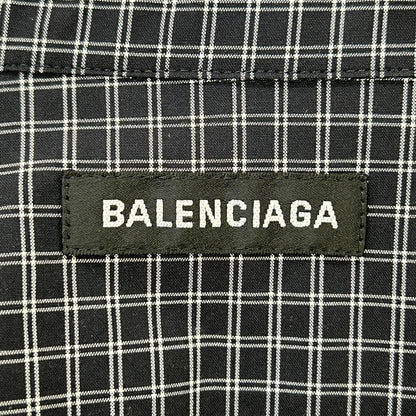 BALENCIAGA 18SS Black Back Logo Plaid Sleeve Shirt Size XXL