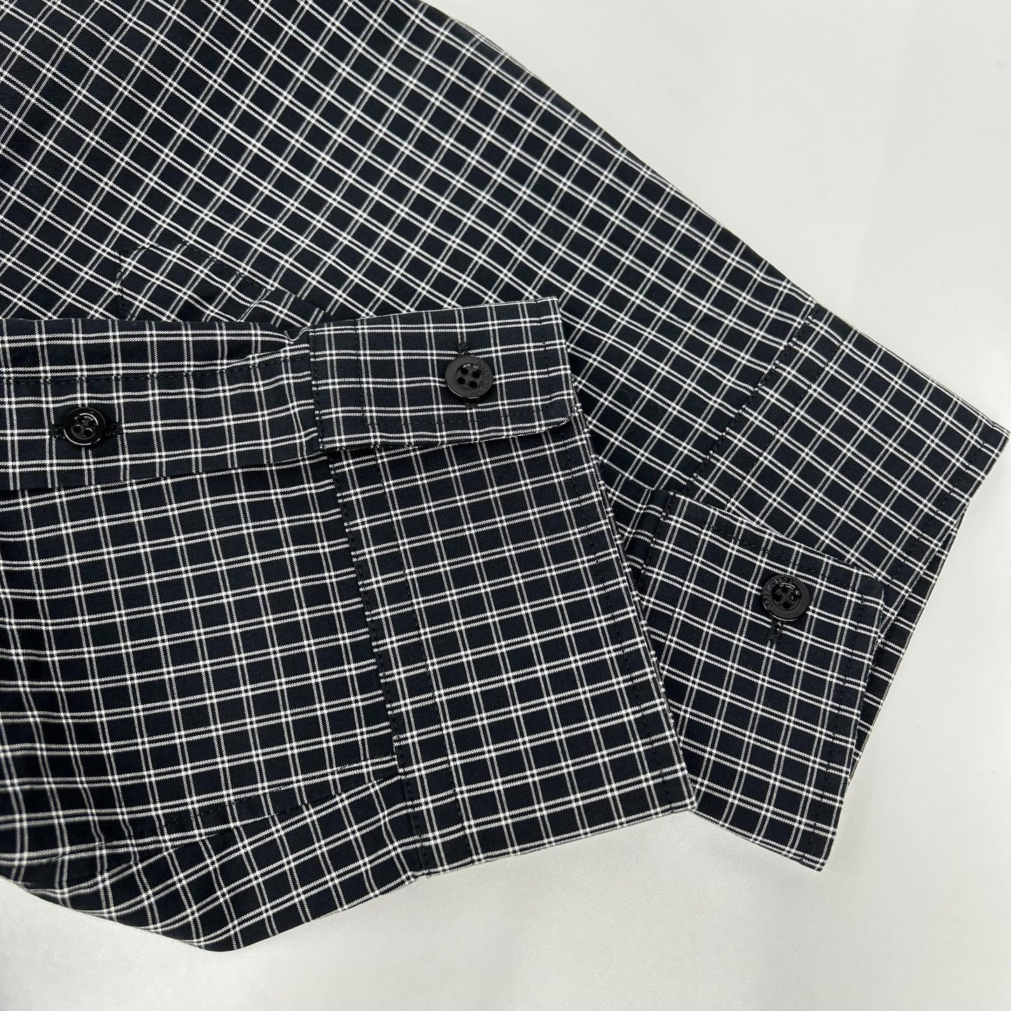 BALENCIAGA 18SS Black Back Logo Plaid Sleeve Shirt Size XXL
