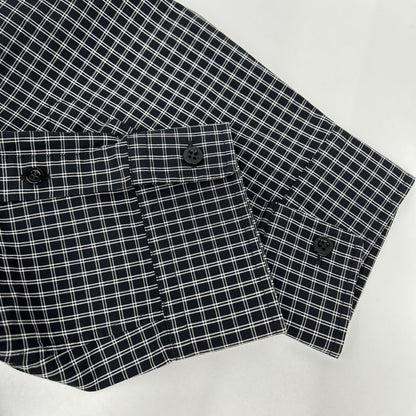 BALENCIAGA 18SS Black Back Logo Plaid Sleeve Shirt Size XXL