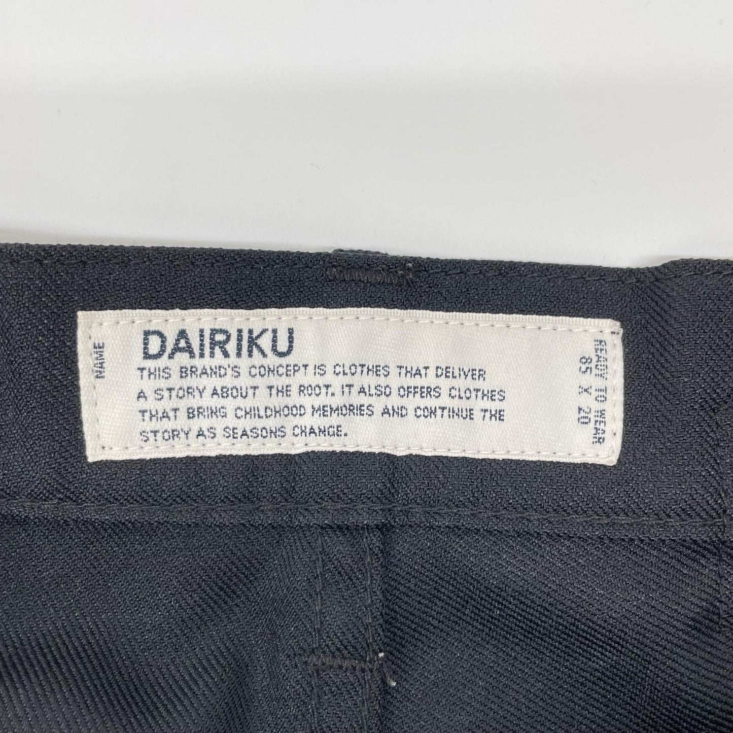 DAIRIKU 19AW Flaser Pressed Polyester Pants Black Size 29