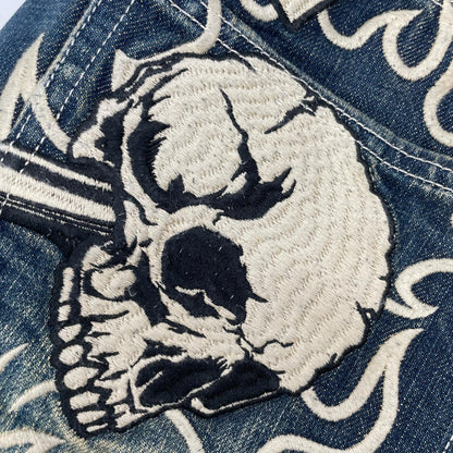 VANSON Cross Skull Embroidered Denim Jeans Indigo Size 36