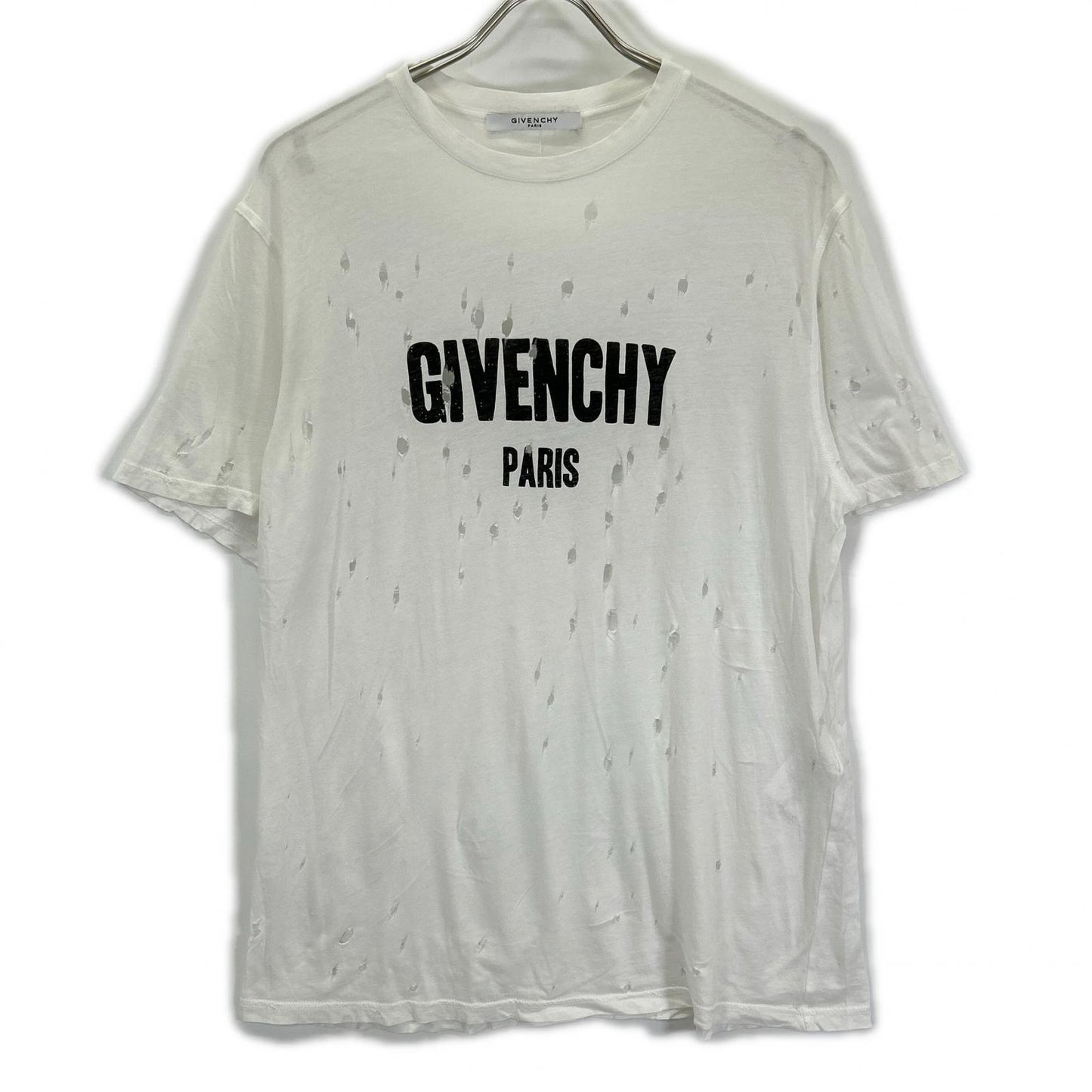 GIVENCHY Distressed Cotton T-Shirt White Size S