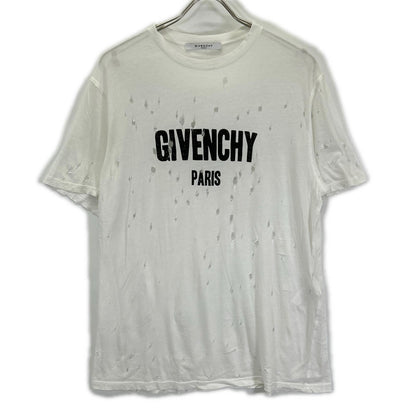 GIVENCHY Distressed Cotton T-Shirt White Size S