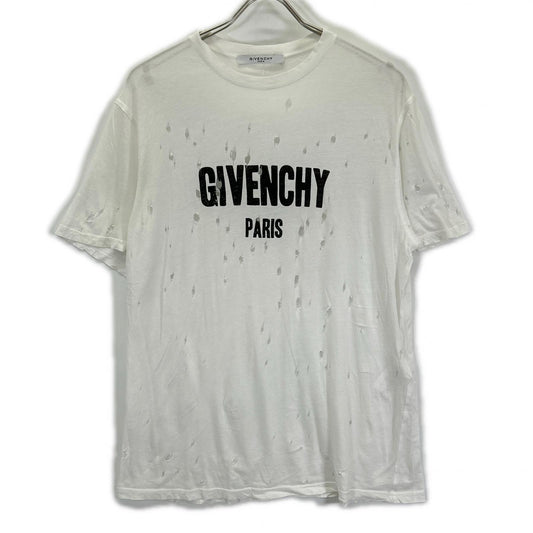 GIVENCHY Distressed Cotton T-Shirt White Size S