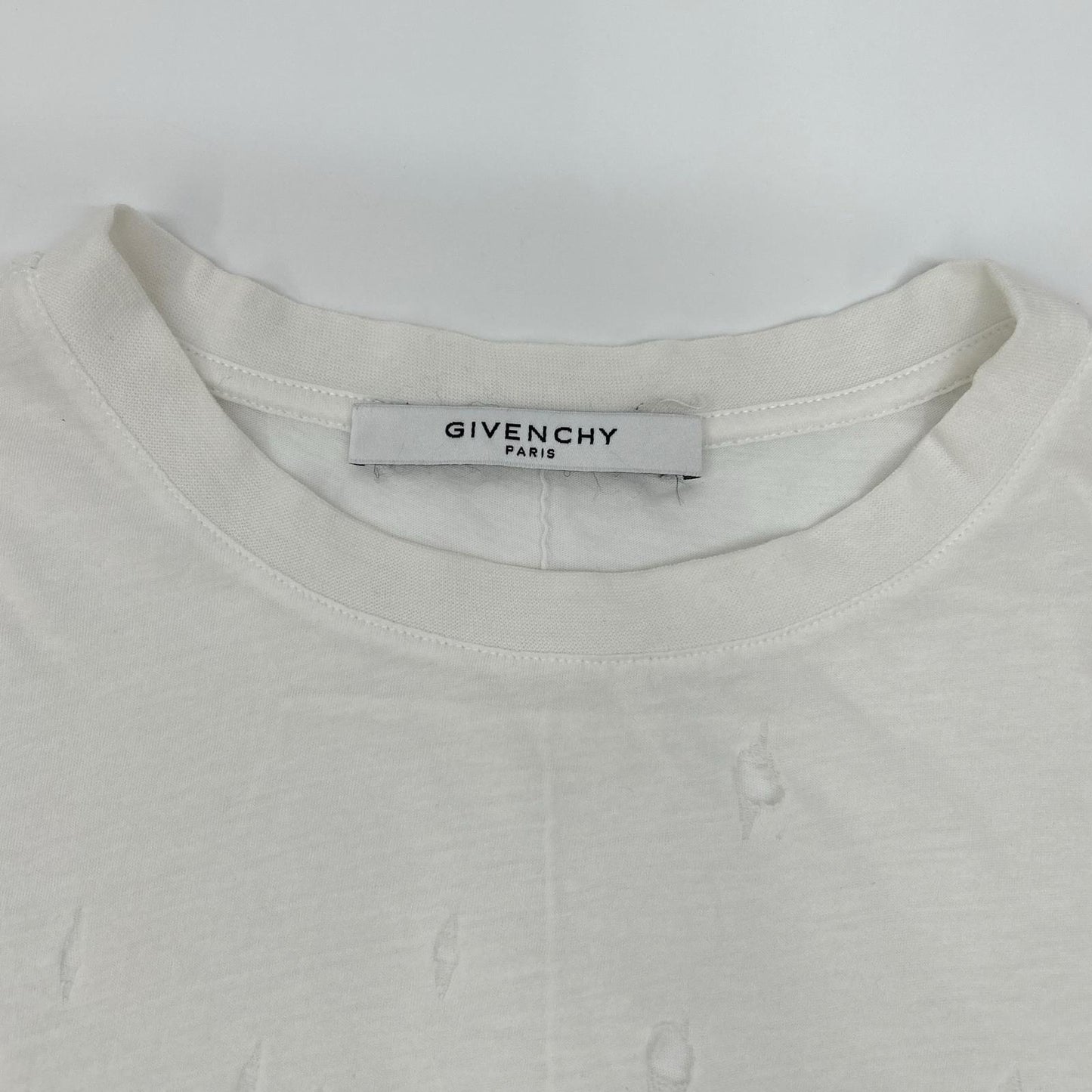 GIVENCHY Distressed Cotton T-Shirt White Size S