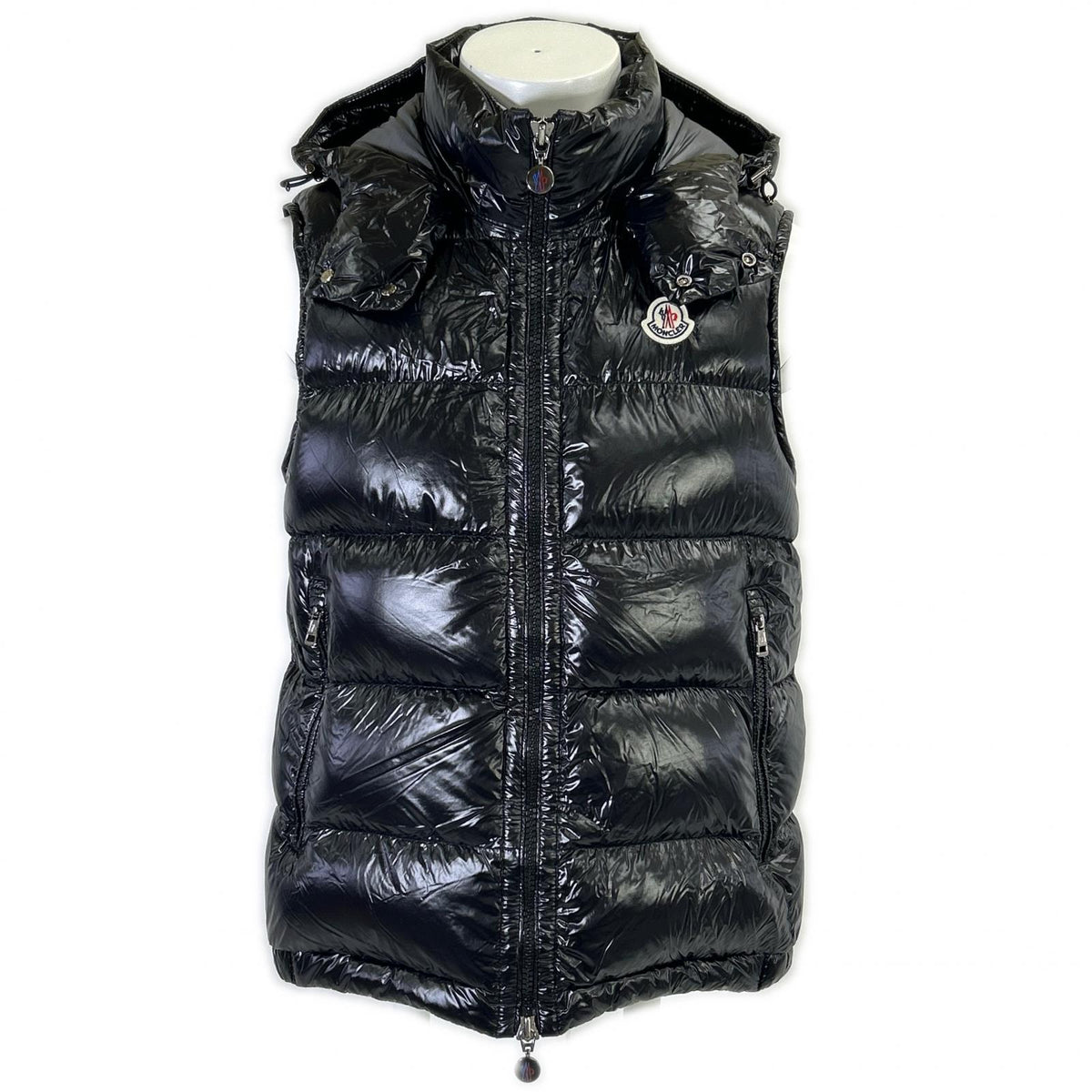 MONCLER BORMES Hooded Down Vest Black Size 1