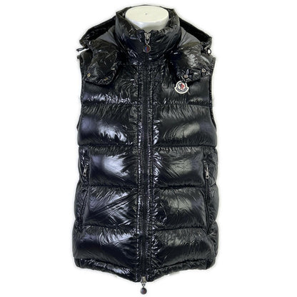 MONCLER BORMES Hooded Down Vest Black Size 1