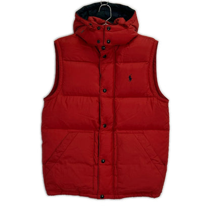 POLObyRalphLauren Red Embroidered Down Vest Nylon Size S