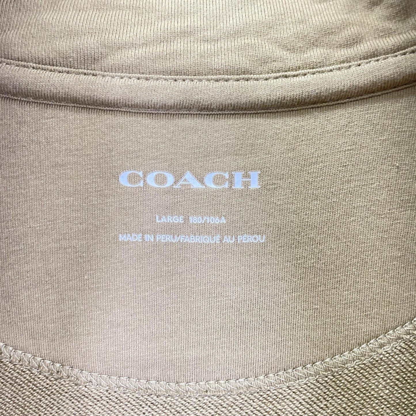 COACH Khaki Letter Print Half-Zip Sweatshirt Size L