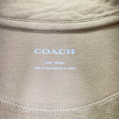COACH Khaki Letter Print Half-Zip Sweatshirt Size L
