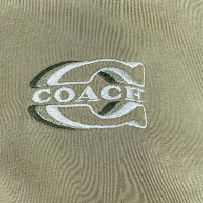COACH Khaki Letter Print Half-Zip Sweatshirt Size L