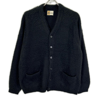 TOWN CRAFT Mohair-like Acrylic Knit Cardigan Black Size S