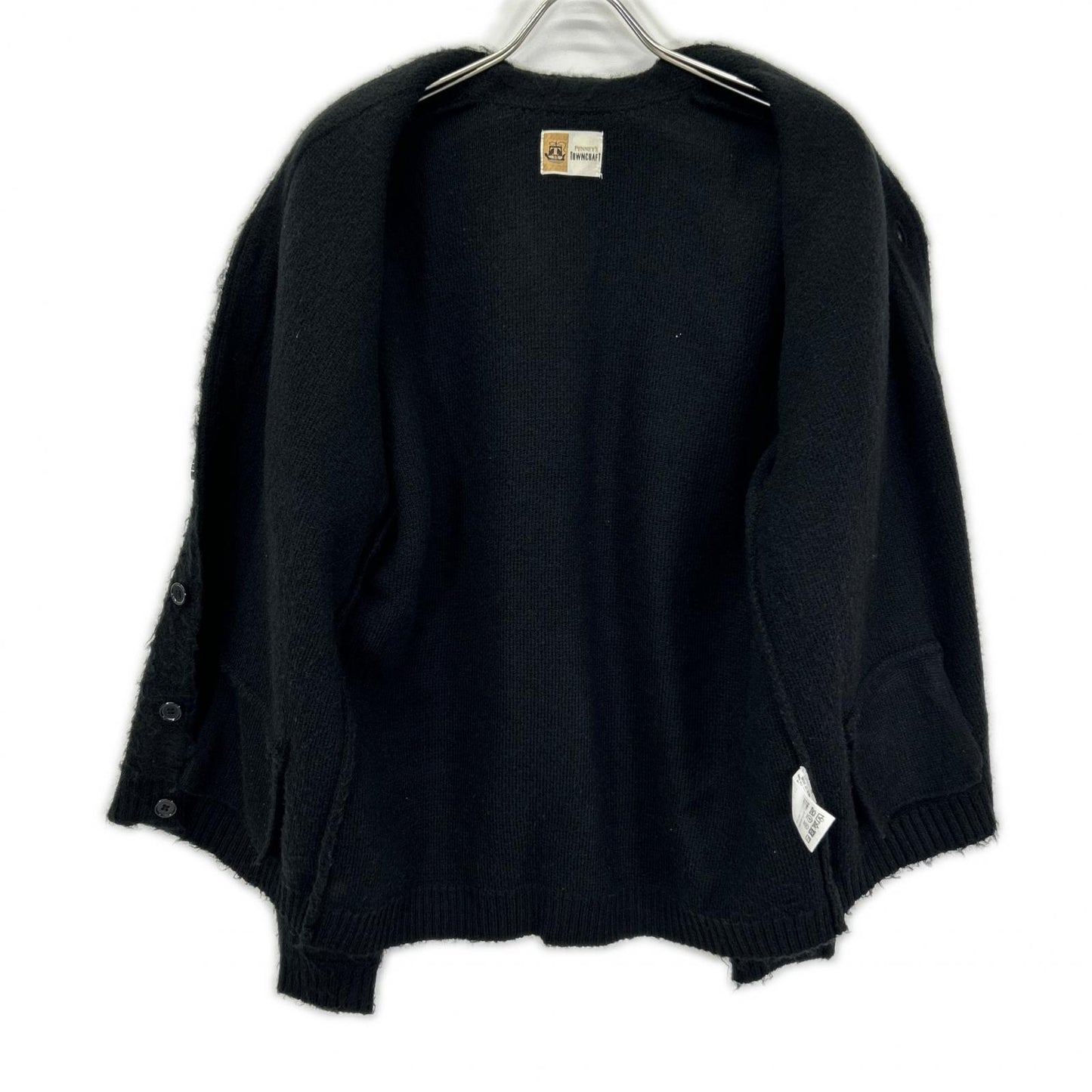 TOWN CRAFT Mohair-like Acrylic Knit Cardigan Black Size S