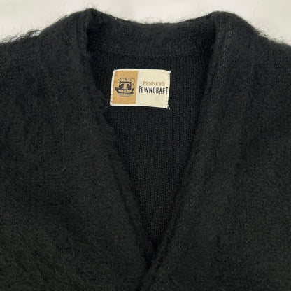 TOWN CRAFT Mohair-like Acrylic Knit Cardigan Black Size S