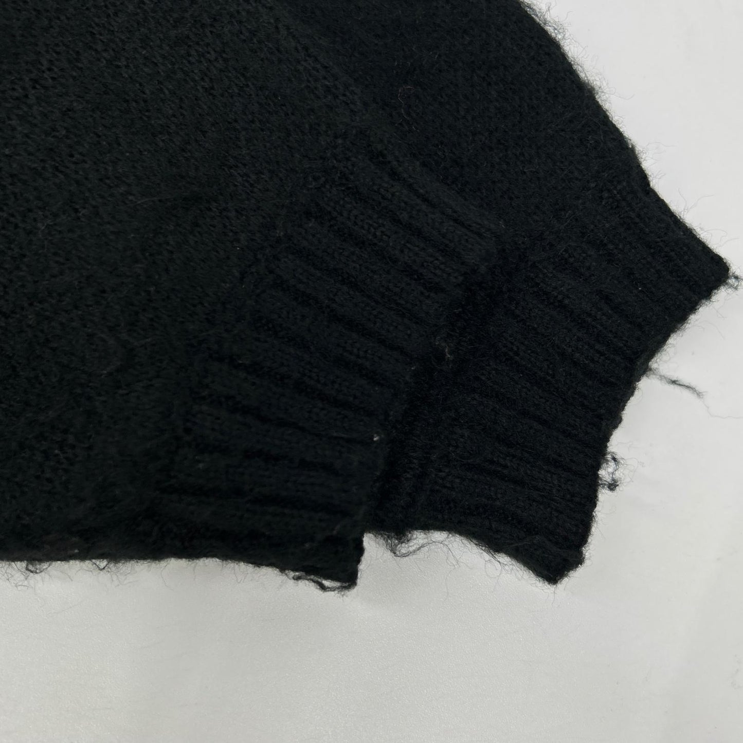TOWN CRAFT Mohair-like Acrylic Knit Cardigan Black Size S