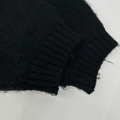 TOWN CRAFT Mohair-like Acrylic Knit Cardigan Black Size S