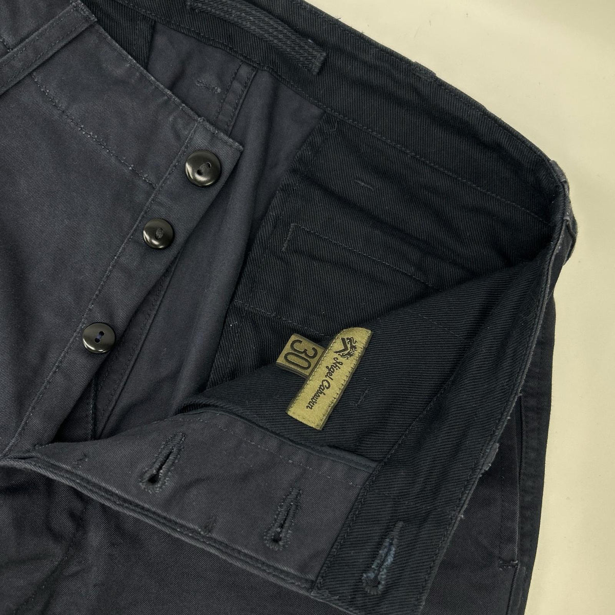 NIGEL CABOURN Basic Cotton Chino Pants Black Size 30