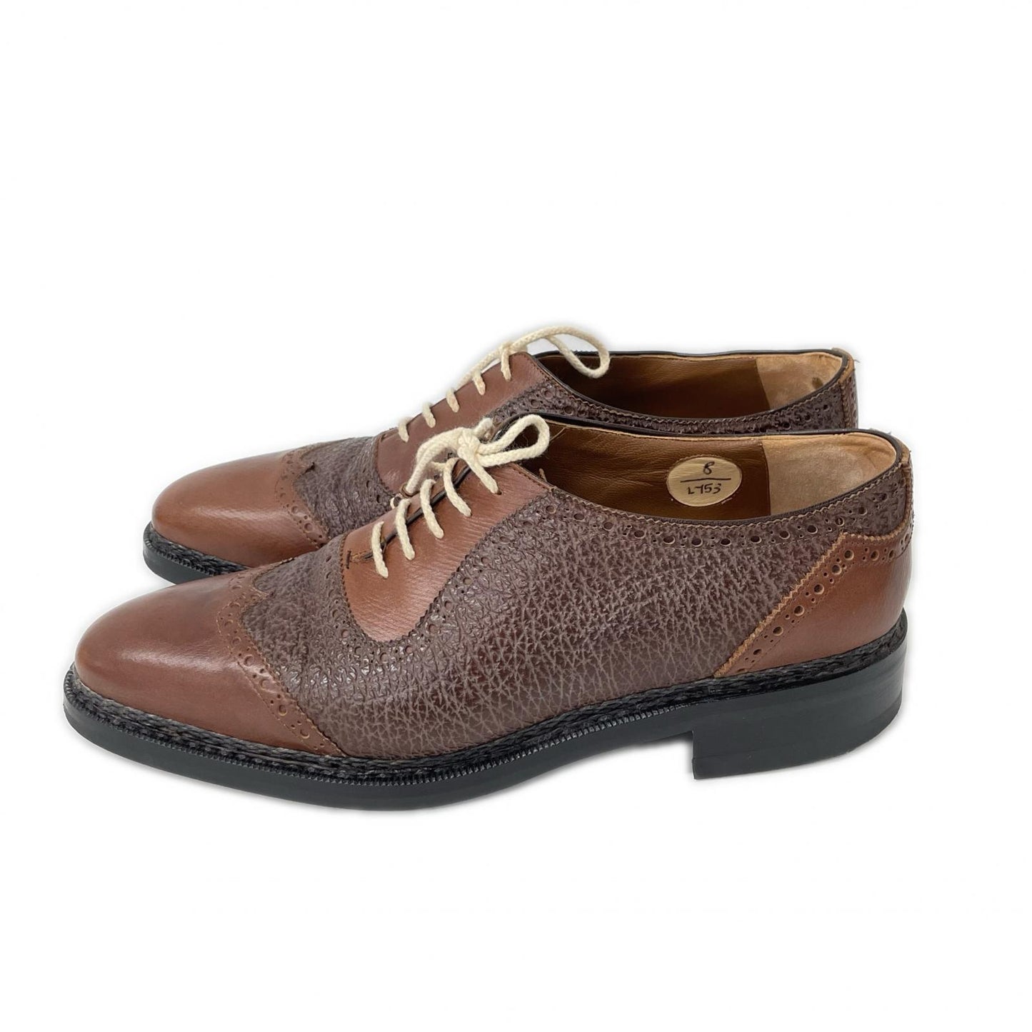 BETTANIN & VENTURI Russian Calf Wingtip Shoes Brown Sneakers Size 8