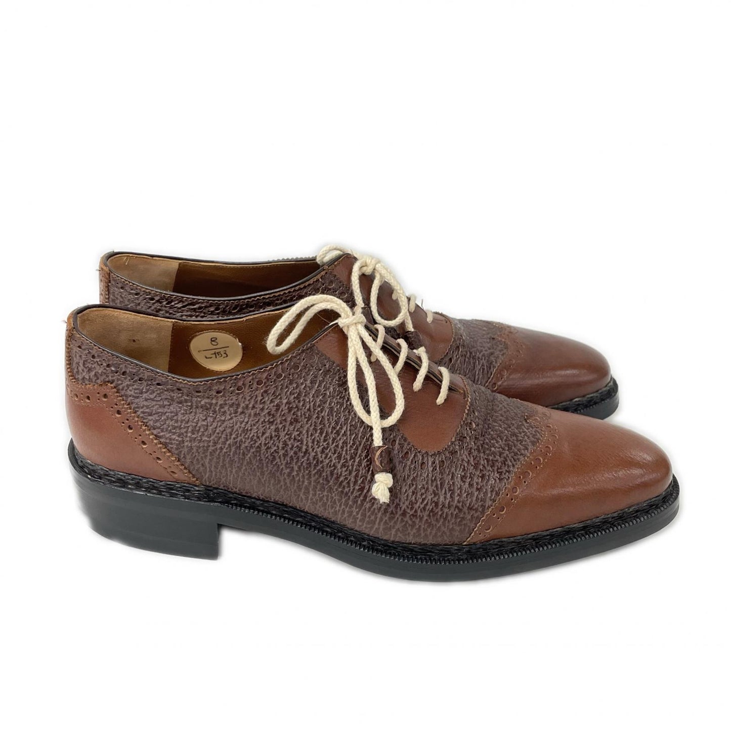 BETTANIN & VENTURI Russian Calf Wingtip Shoes Brown Sneakers Size 8