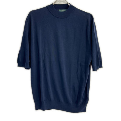 ZANONE 810118 ZY318 Cotton Crepe Mock T-Shirt Navy Size 50