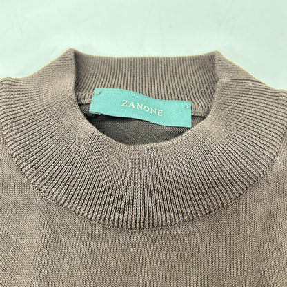 ZANONE Brown High Gauge Cotton Crepe Neck T-Shirt Size 50