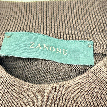 ZANONE Brown High Gauge Cotton Crepe Neck T-Shirt Size 50