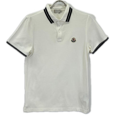MONCLER White Stripe Polo Size S